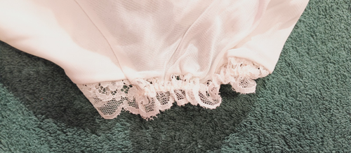 S.S.W. VINTAGE NYLON PANTY sz 6 WHITE w-LEG LACE ALL AROUND w-EMB FLOWER #05B27 - Picture 10 of 23