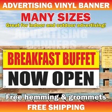 BREAKFAST BUFFET NOW OPEN Advertising Banner Vinyl Sign Diner Lunch Bar