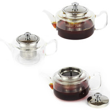 300ml & 750ml Stainless Steel & Glass Loose Tea Leaf Infuser Teapot