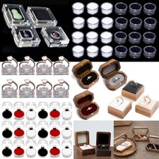 Plastic Clear Crystal Box Walnut Wood Ring Display box Jewelry Gems Storage box 