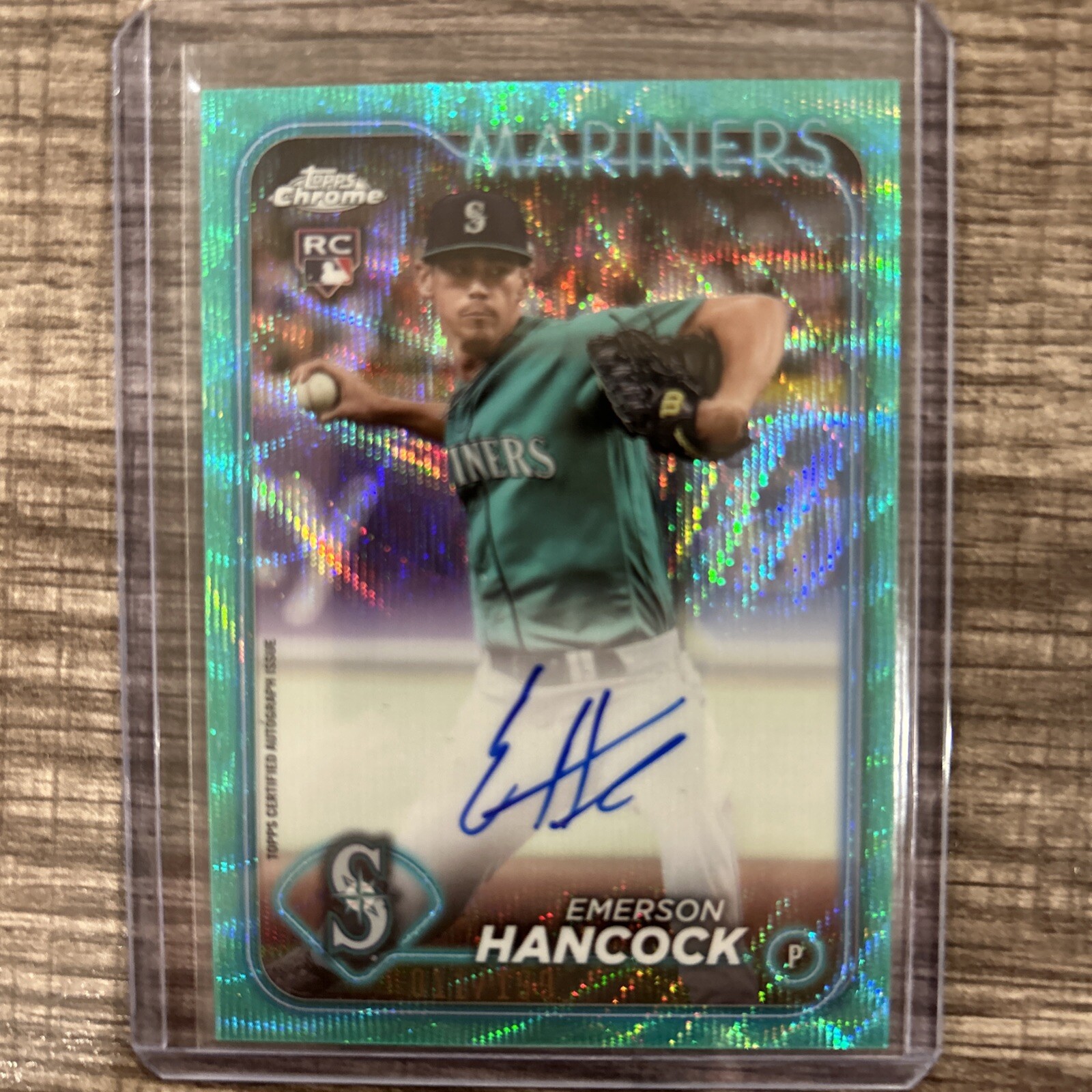 2024 Topps Chrome - Rookie Auto Aqua Wave #RA-EH Emerson Hancock /199 (AU, RC)