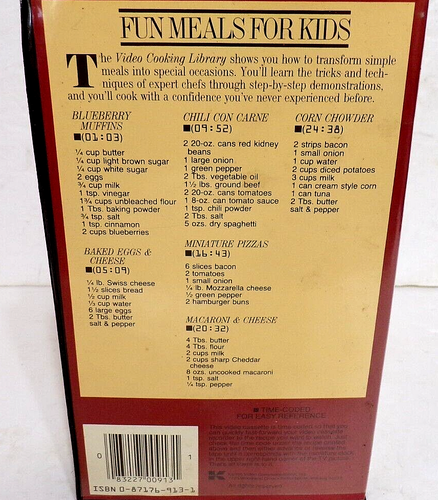 RARE "Fun Meals For Kids" Video Cooking Library VHS Tape VG Condition - Foto 2 di 2