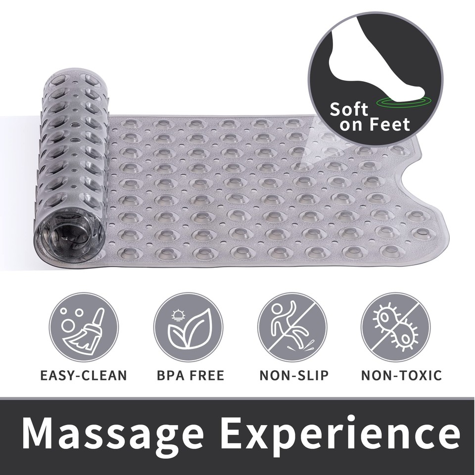 Extra Long 16” x 39” NonSlip Bathtub Mat, Shower Mat for Tub with