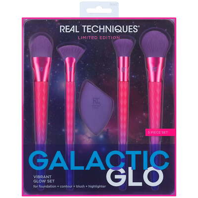 Real Techniques Galactic Glo Vibrant Glow Makeup Brush & Sponge Kit, 5 Piece Set