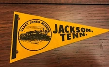 Vtg Souvenir Felt Mini Pennant Casey Jones Museum Train Graphic 7"