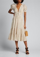 Ulla Johnson Zaria Metallic Striped Cotton & Lurex Dress Size M 4