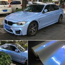 Grey to Blue Chameleon Pearl Metallic Glossy Chrome Car Vinyl Wrap Sticker CFUS