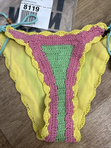 Free People It's Now Cool The Crochet Yellow Tie Bikini Bottoms UK L/XL RRP £78 - Picture 4 of 10