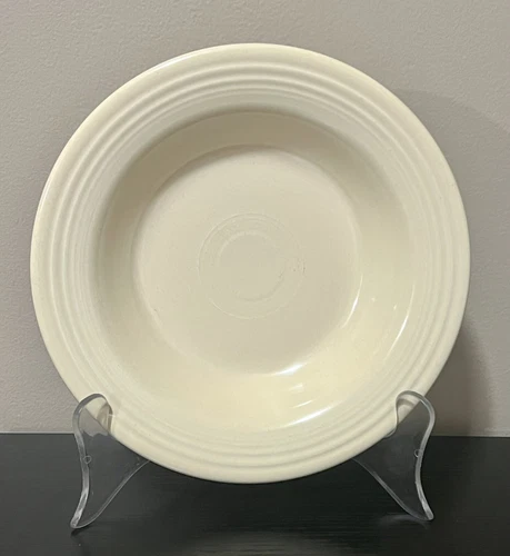 Vintage Fiesta Ivory 8 1/4” Rimmed Soup Bowl Deep Plate Fiestaware