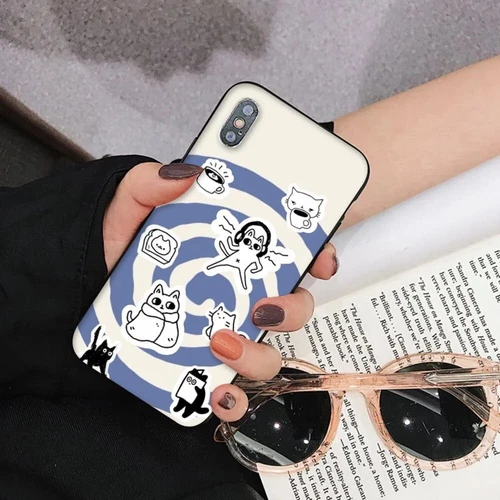 Cartoon Cat Pattern Phone Case For iPhone 15 Pro Max 14 11 12 13 XS XR 8 7 Cover - Picture 10 of 33