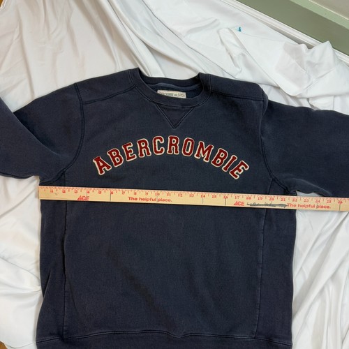 Sudadera De Colección Abercrombie & Fitch Para Hombres Pequeña Azul Cuello Redondo Pullover Años 90 Y2K - Imagen 7 de 11
