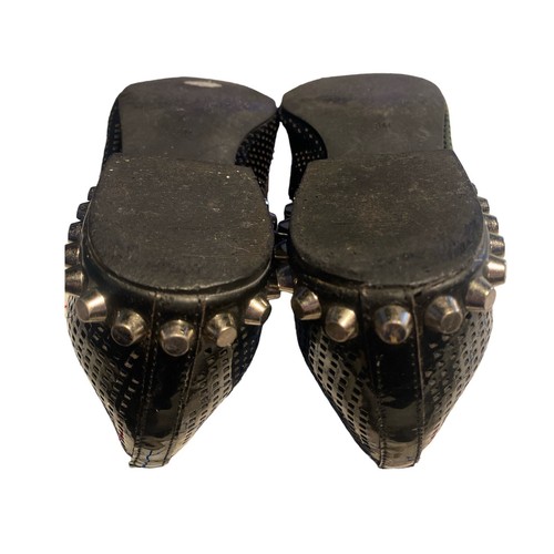 Jeffrey Campbell Size 8 Barnett Black Patent Leather Studded Pointed Toe Loafers - Picture 8 of 9