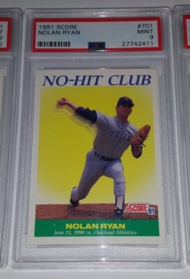 1991 Score #701 Nolan Ryan No Hit Club Card Graded PSA 9 Mint Low