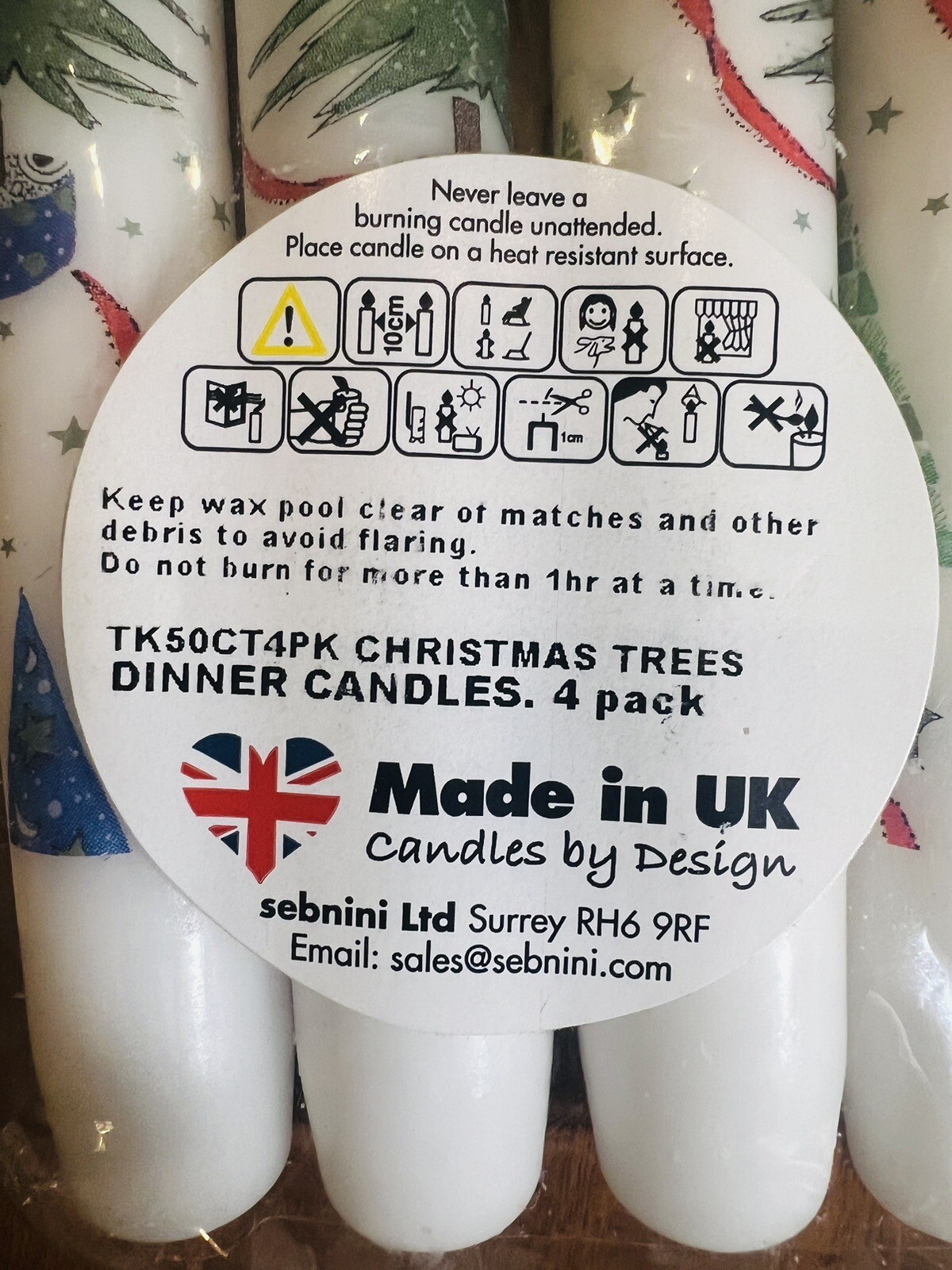 Christmas Taper Candles Set of 4 Christmas Trees Candles by Design