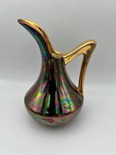 Vintage Pearl China Company Pitcher Vase ~ 6” Hand Decorated 22KT Gold