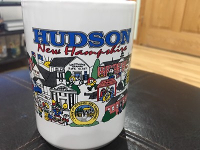 Hudson New Hampshire Cartoon Cityscape 4.75 Coffee Mug