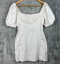 ASTR the Label Mini Dress Size Medium White Short Puff Sleeves Milkmaid Cottage