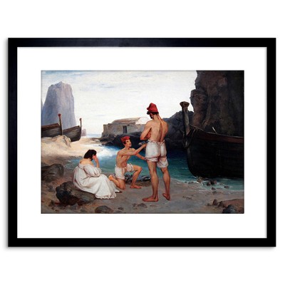 Painting Study Maritime Blechen Capri Fishermen Framed Art Print 9x7 Inch