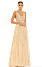 MAC DUGGAL 10700 SEQUIN PLUNGE NECK SUNSET GOWN  sz 12