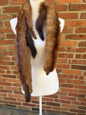 Vintage 40s 50s Mink Fur Collar Scarf Stole 2 Pelts Heads Feet Tails 46  