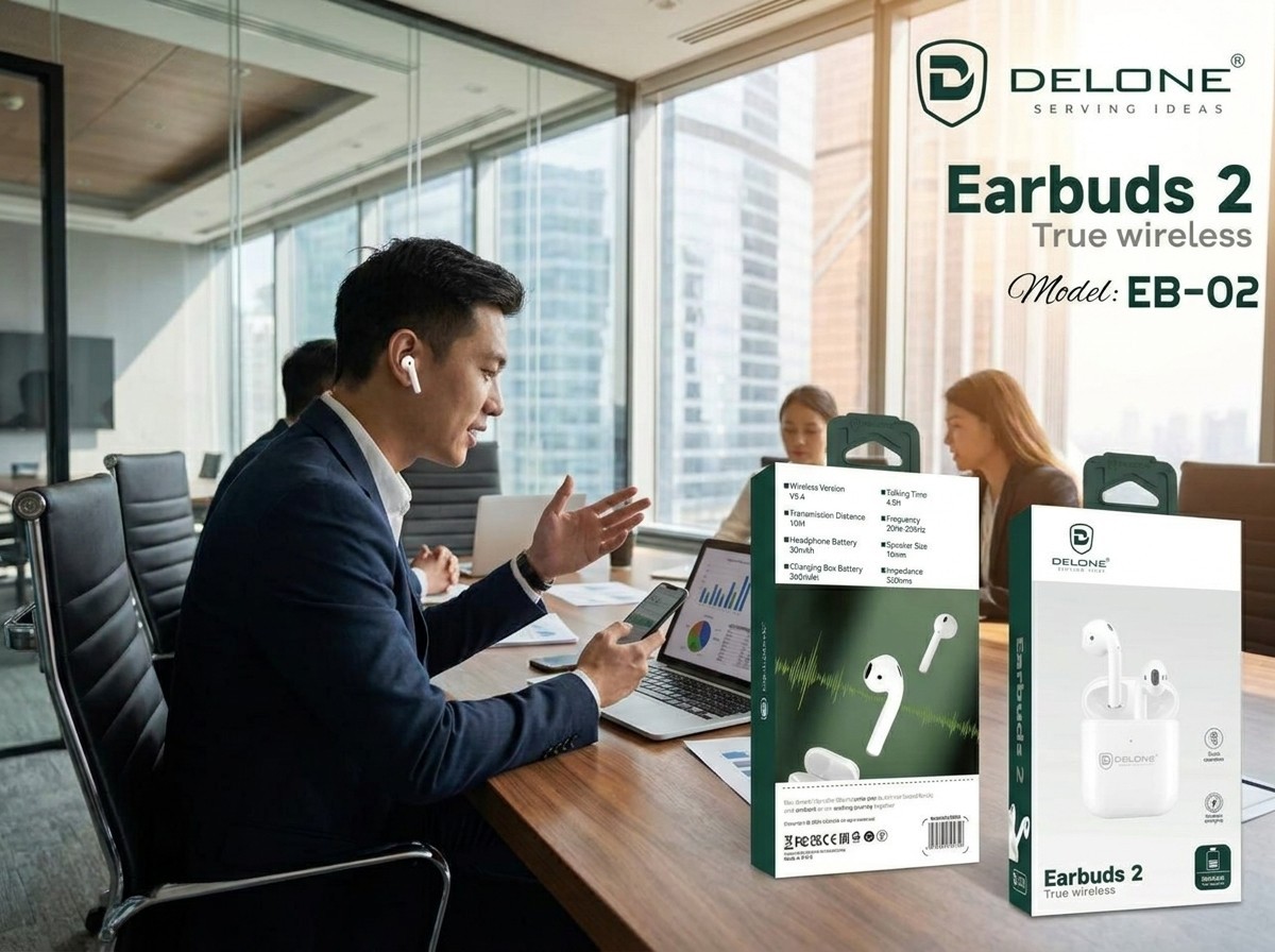 Delone Auricolari 2 Auricolari Bluetooth True Wireless Cuffie In-Ear Ricarica Regno Unito foto 3