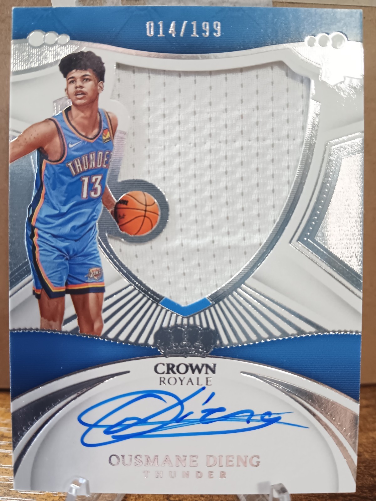 2022-23 Panini Crown Royale Ousmane Dieng Silhouettes RC Patch Autograph 14/199