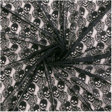 60 36 Inches Lace Fabric, 1 Yard Black Skull Pettern Lace Fabric