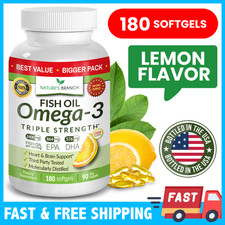 BEST Triple Strength Omega 3 Fish Oil Pills 3 MONTH SUPPLY 2400mg HIGH POTENCY