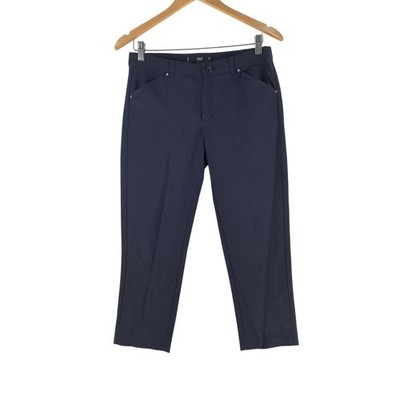 MNG Mango Basics Pants Womens 8 Blue Chino Slim Straight Stretch Twill 130841
