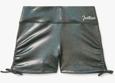 NEW Justice girl's All Over Foil Dance Gymnastics Shorts  XL 16/18 black