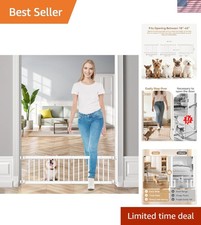 Dog Gate - 18"-45" Adjustable Extra Wide Metal Baby Gate to Step Over, 10" Ta...
