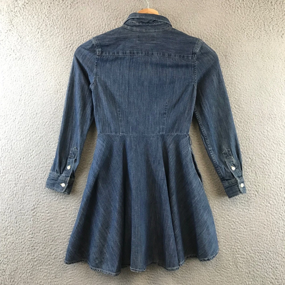 Polo Ralph Lauren Denim Camisa Vestido Niñas Talla 8 Botones Azul Ajuste Acampanado Foto 2 de 4