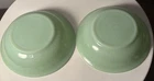 2 Vintage Fire King 6" Jane Ray Oatmeal Cereal Bowls Jadite Green Glass Ribbed