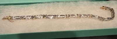 Sterling Silver Cubic Zirconia Bracelet 16.75g Fine Jewelry 7.25'' Box Clasp