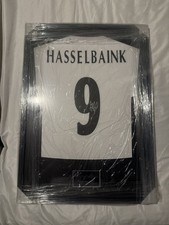 Jimmy Floyd Hasselbaink Leeds Framed Signed Football Shirt "HASSELBAINK" No.9