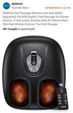 Shiatsu Foot Massager Machine with Heat Deep Kneading Air Compression, Black