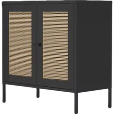 Aufbewahrungsschrank BK1-V-B mit 2 Rattant&uuml;ren, schwarz &ndash; B