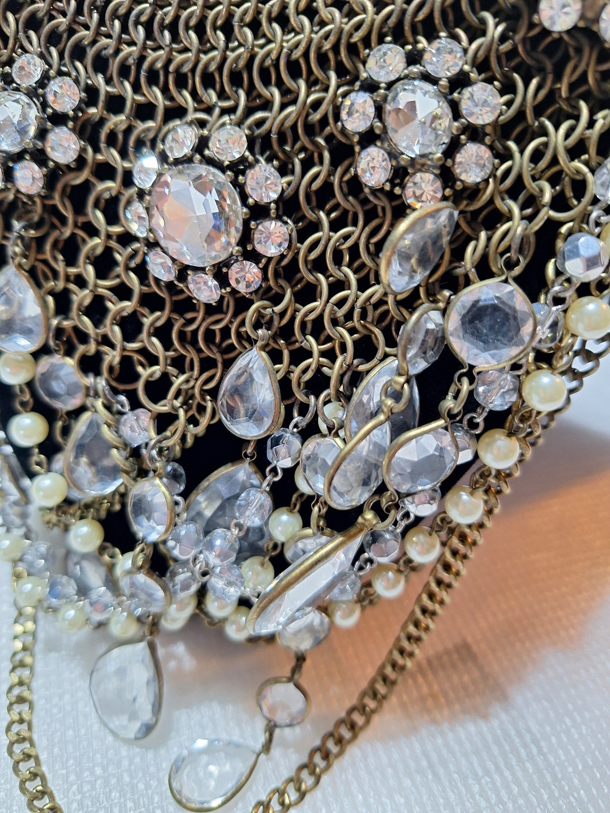 Signed Graziano Statement Chainmail Necklace Gunm… - image 7