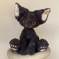Cute Black Cat Plush Toy Throw Pillow Kawaii Long Hair Stuffed Animal Gift