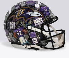 Ray Lewis Ravens Signed Authentic Helmet w/Insc - Charles Fazzino - NF70444396