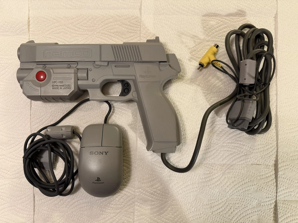Sony PS1 Playstation 1 Light Gun - grau- Phaser NPC-103 NAMCO + Mouse N1158