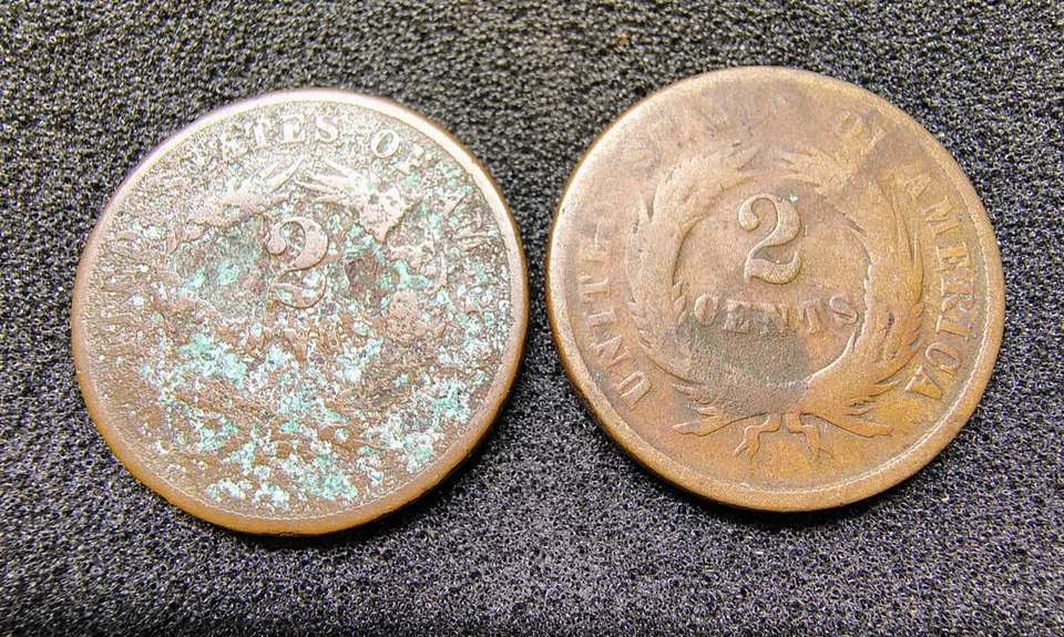 1865 - Fancy 5 & 1868 - 2 Cent Piece - Philadelphia Mint - AG-G Details - Image 2 of 4