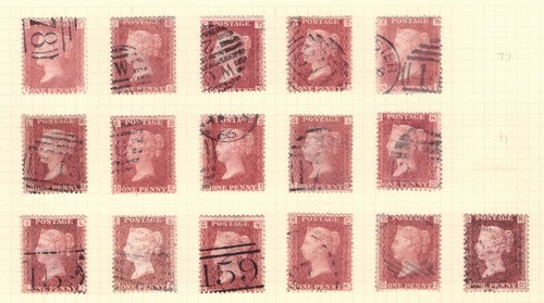 QV 1858 1d Penny Red SG43/44 Plates 71 to 89 (a142)