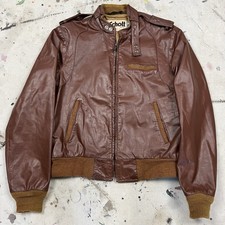 Vintage 70s 80s Schott NYC Brown Leather Bomb...