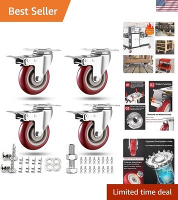 4 inch Casters Load 2400lbs -Includes 2 Sets of Adaptive Screws -Lockable Bea...