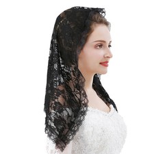 Spanish Lace Mantilla Veil - Soft, Comfortable, 7 Colors, Rose Design, D Shap...