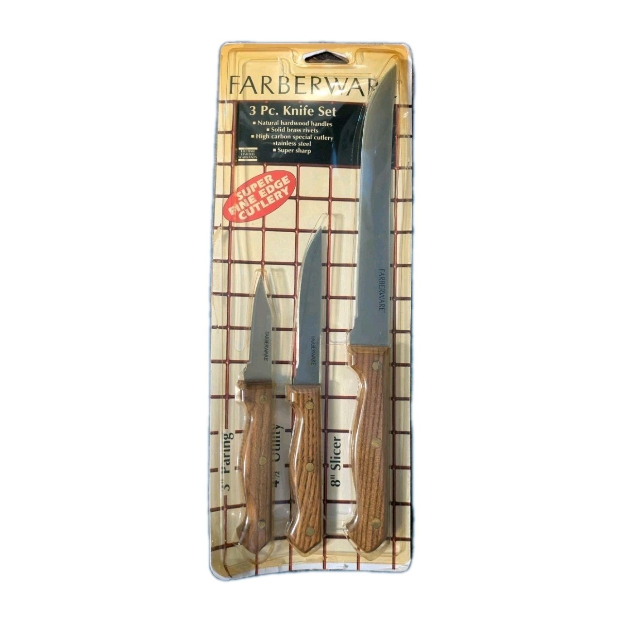 Set Nos Hardwood Handles Stainless Steel Blades New