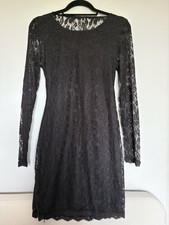 Women’s Black Lace Dress With Big Bow Detail And Cut Out Size 10