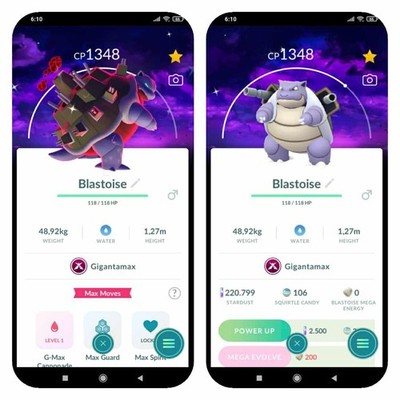Pokemon Shiny Gigantamax Blastoise Dark Skies Background (Tr'a.d.e 20k stardust)