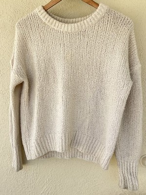 Steven Alan Cream Chunky Knit Crewneck Wool Sweater Womens Small Essential Thick